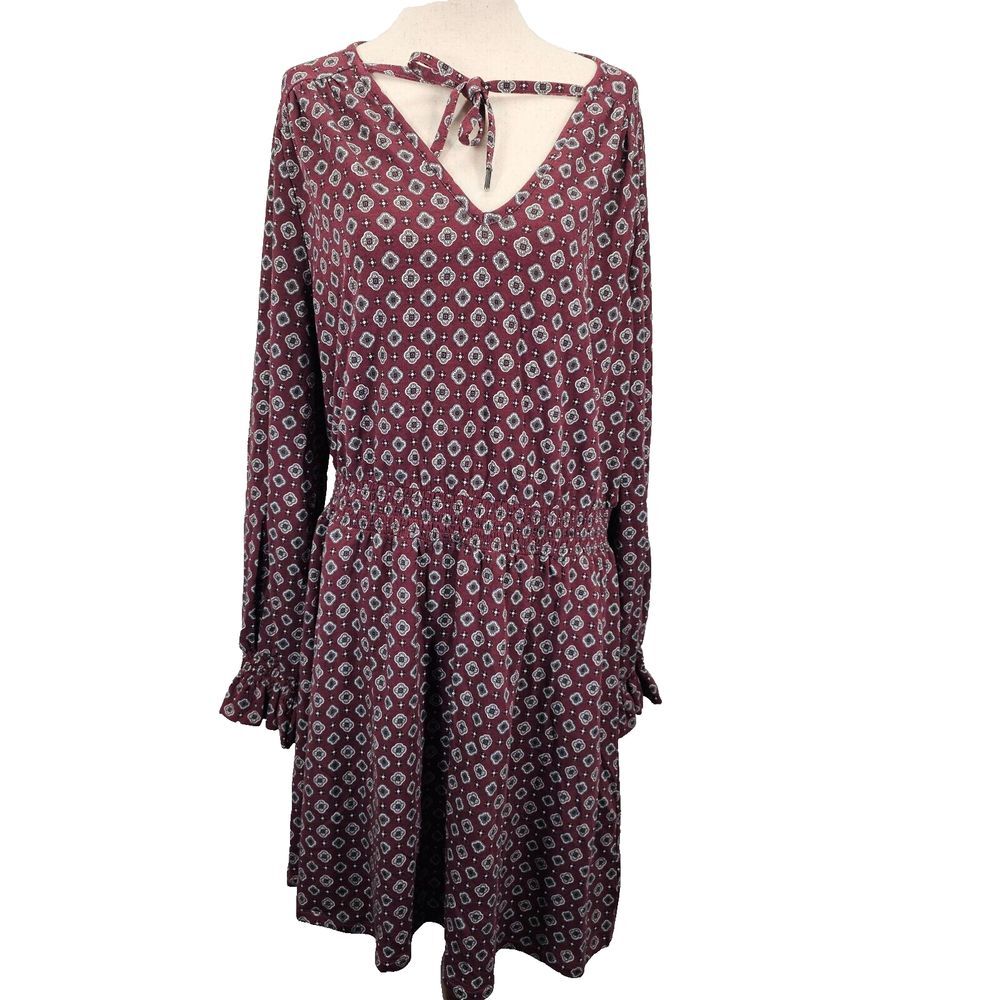Michael Michael Kors Women's Merlot Summer Dress Smock Waist Maroon‎ Large NWT